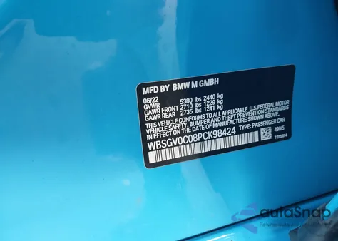 2023 BMW M8 Gran Coupe Competition z USA, uszkodzony, nr VIN WBSGV0C08PCK98424